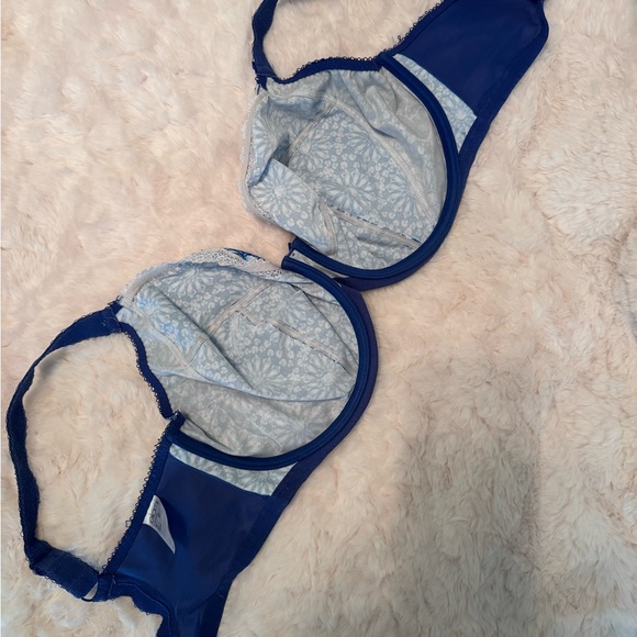Elomi Tiffany Blue Floral Lace Bra 36 H US sizing fair-good see photos - Picture 2 of 11